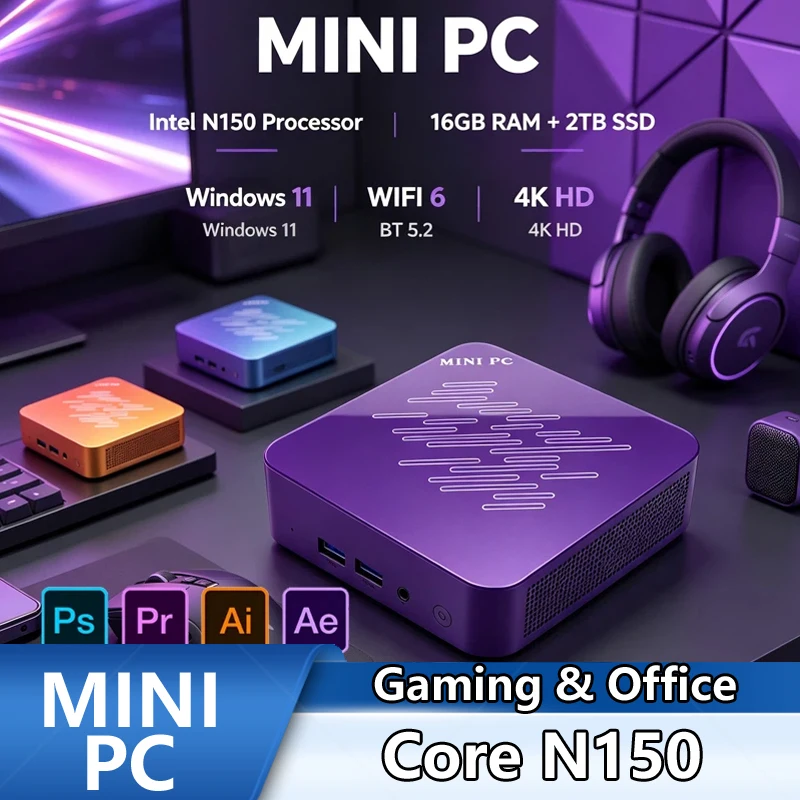 Pc Gaming Editing - Mini PC Deep Purple Intel N150